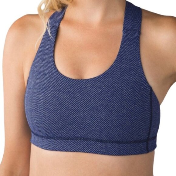 Lululemon All Sport Bra Giant Herringbone Black Heathered Pigment Blue Size 8 - Picture 4 of 9